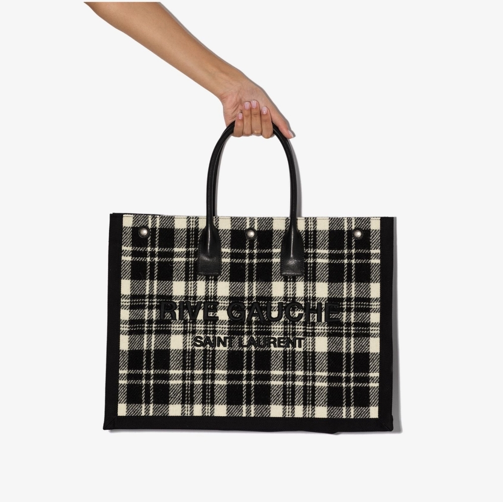 YSL bag Saint Laurent YSL Rive Gauche Checked TOTE